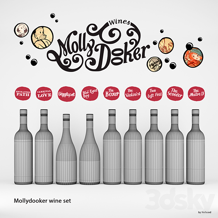 set of wine Mollydooker (9 bottles) 3D Model