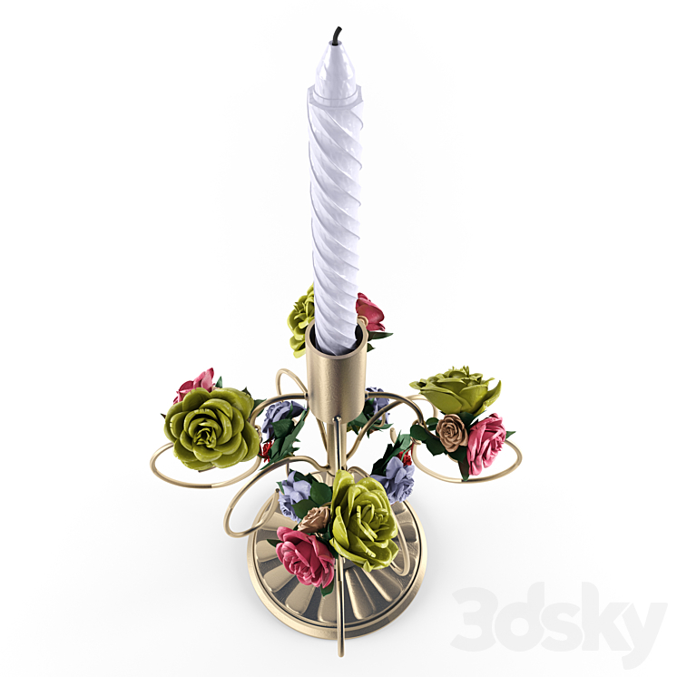 candlestick in retro style 3DS Max - thumbnail 2