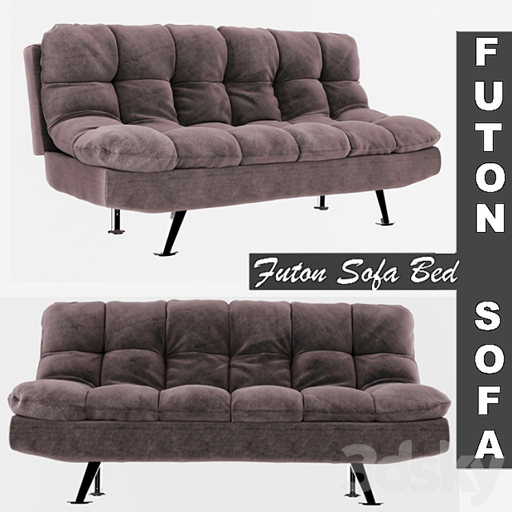 Futon Sofa Bed - Grey - Sofa - 3D model