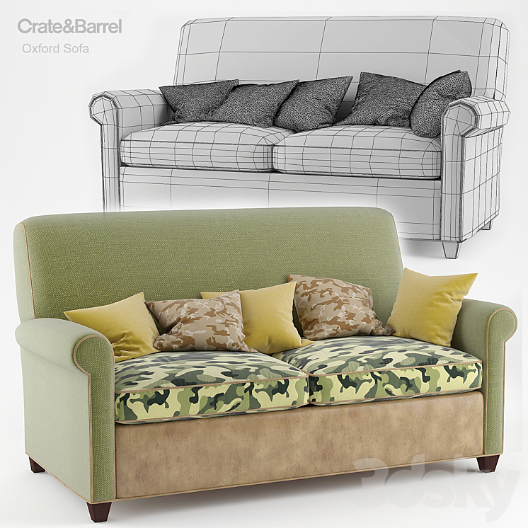 Crate & Barrel Oxford Sofa _ Military Sofa 3D model