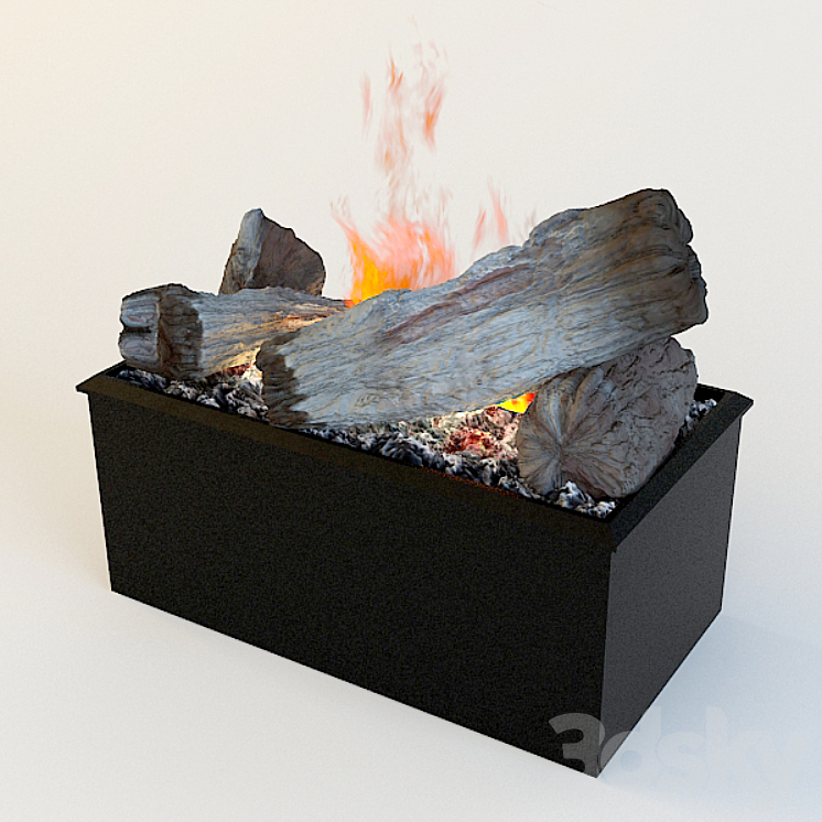 Fireplace with steam 3D Model