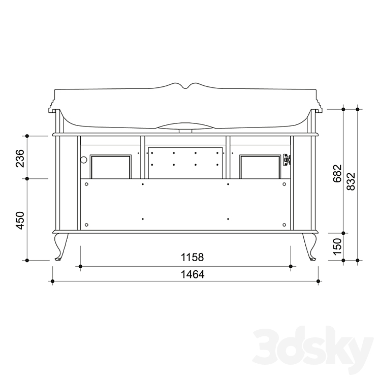 Drawers «CAPRIGO» collection «FRESCO» width 1506 mm 3D Model