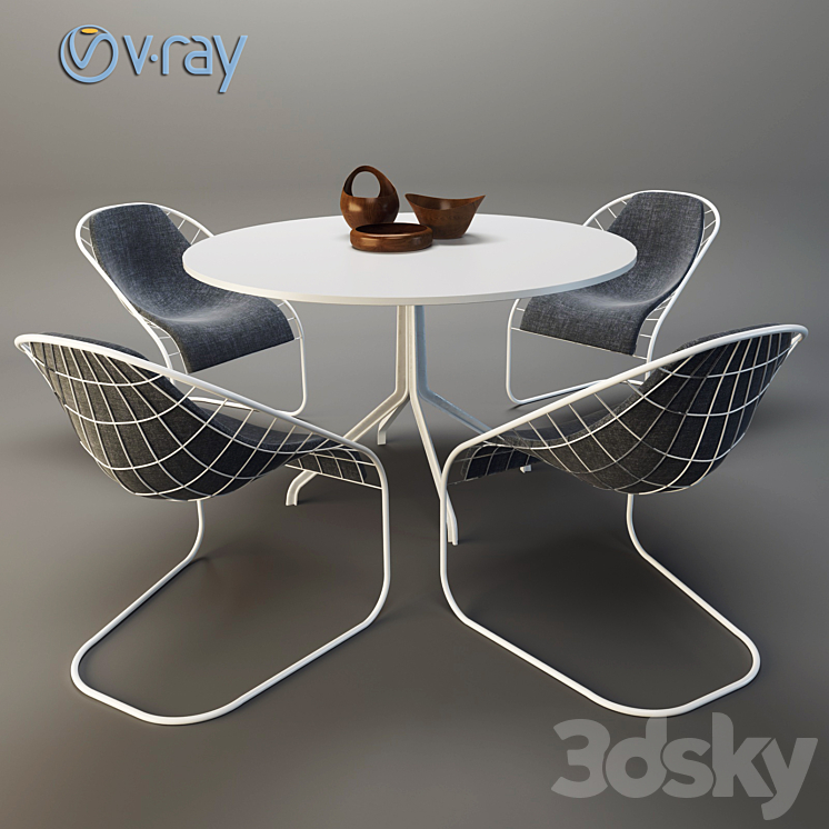 MINOTTI SPACE table with chairs 3DS Max - thumbnail 1