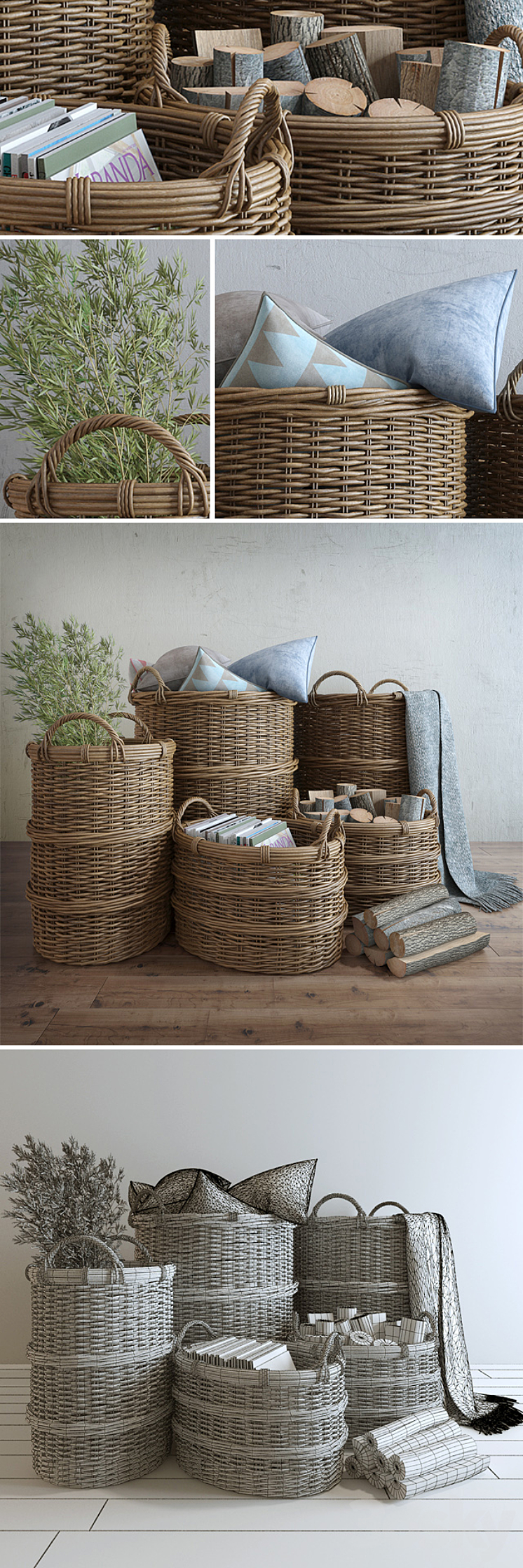 Basket with handles 3DS Max - thumbnail 1