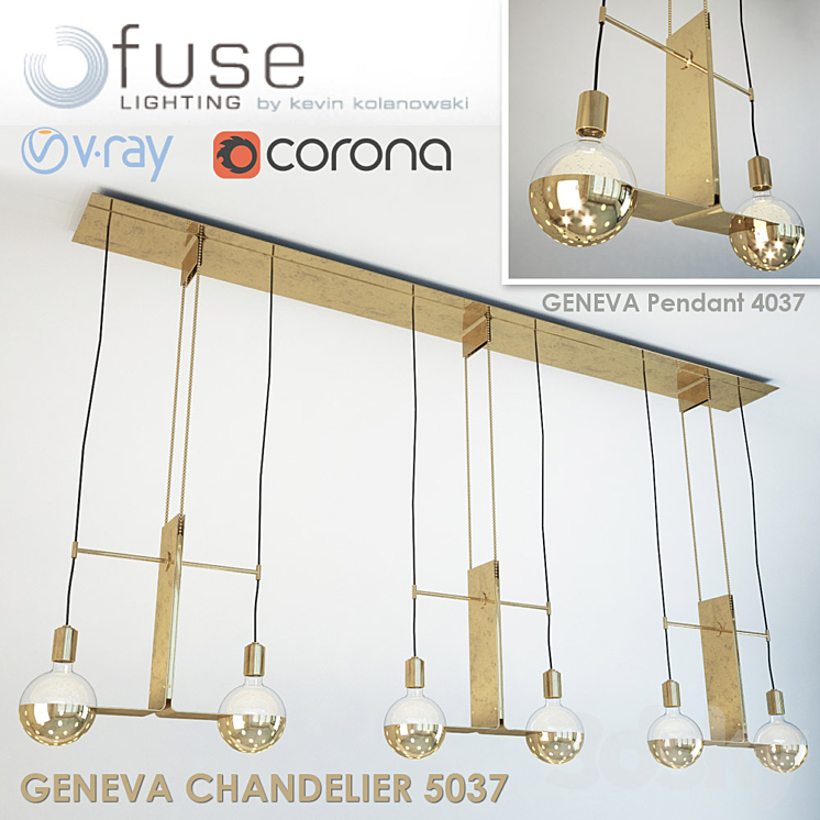 Fixtures and Geneva Chandelier Pendant by Fuse Lighting 3DS Max - thumbnail 1