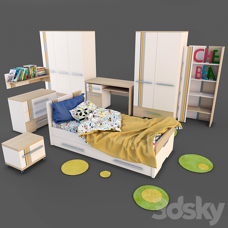 Set children's furniture Titouan 3DS Max - thumbnail 1