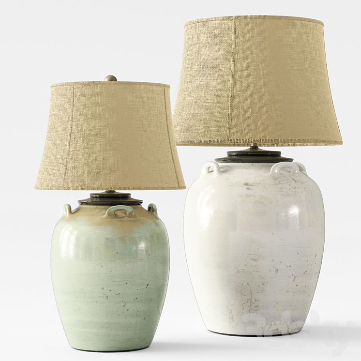 3DSKY Pottery Barn Courtney Ceramic Table Lamps 3D Model NEW