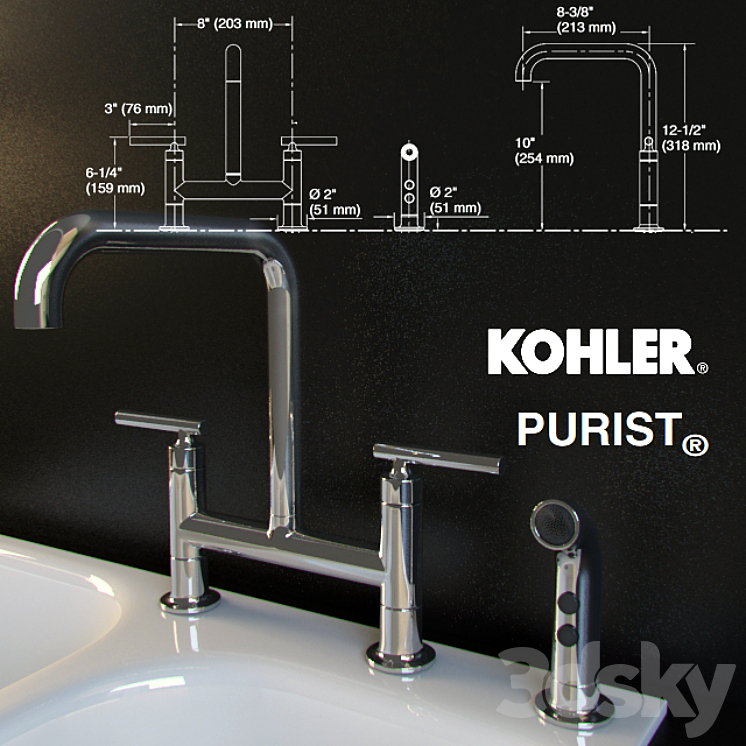 Purist faucet and sink Executive Chef Kohler 3DS Max - thumbnail 2