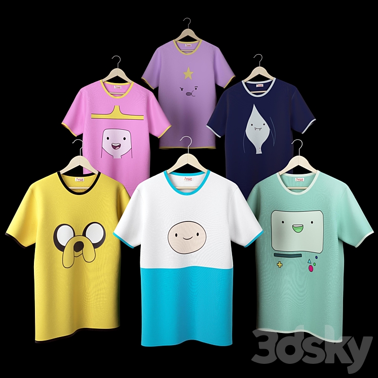 Collection T-shirts "Adventure Time" 3D Model