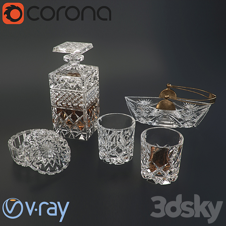 A set of crystal glassware 3DS Max - thumbnail 1