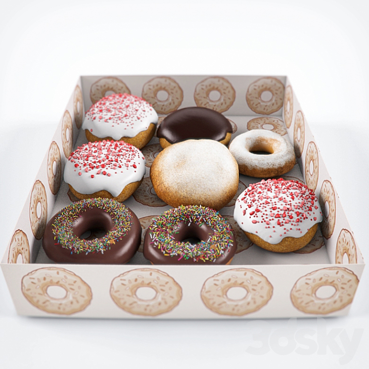 Doughnuts in a box 3DS Max - thumbnail 1