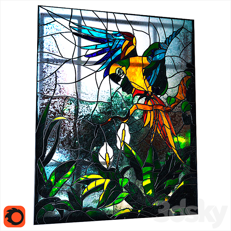 Glass Parrot \/ Parrot Stained 3DS Max - thumbnail 1
