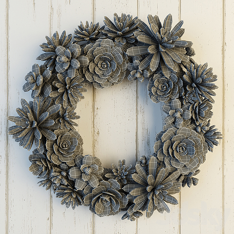 Pottery Barn Succulent Wreath 3DS Max - thumbnail 2