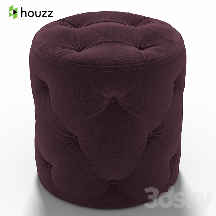 Stool Curves Tufted Round Ottoman Purple 3DS Max - thumbnail 1