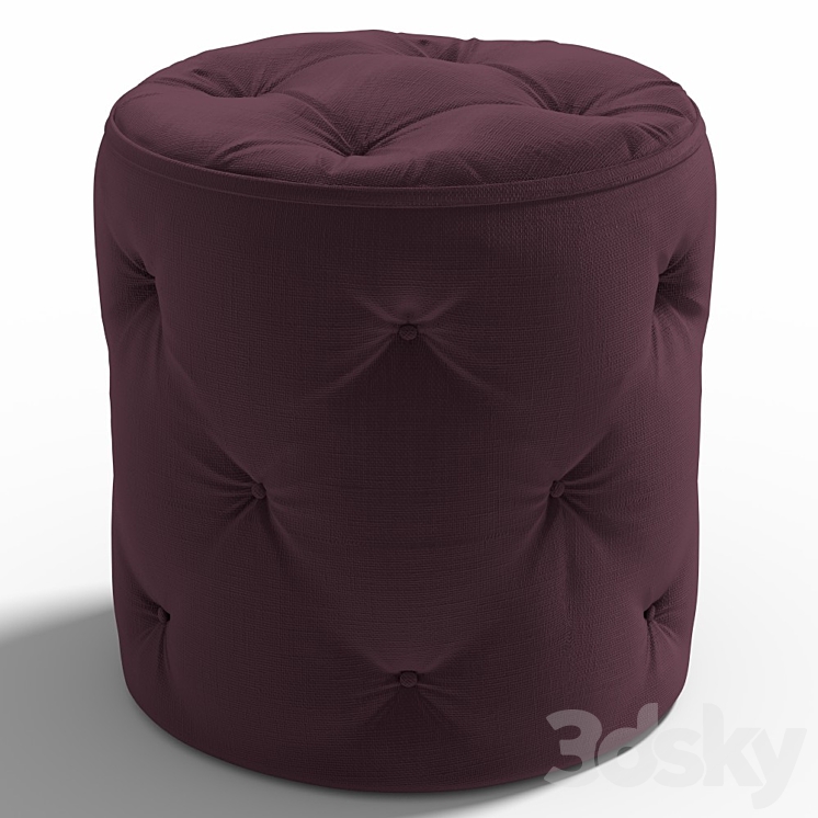 Stool Curves Tufted Round Ottoman Purple 3DS Max - thumbnail 2