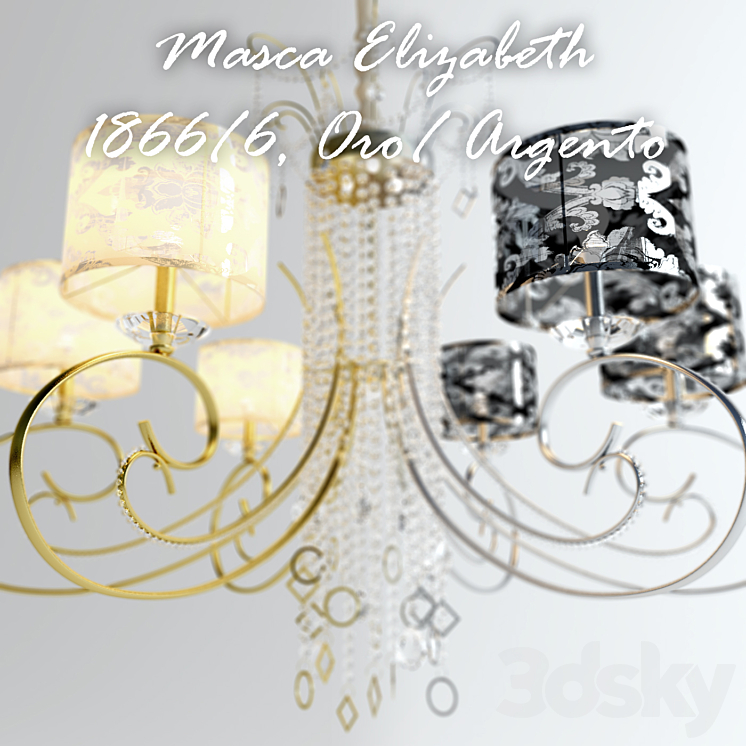 Masca Elizabeth Oro \/ Argento 1188\/6 3DS Max - thumbnail 1