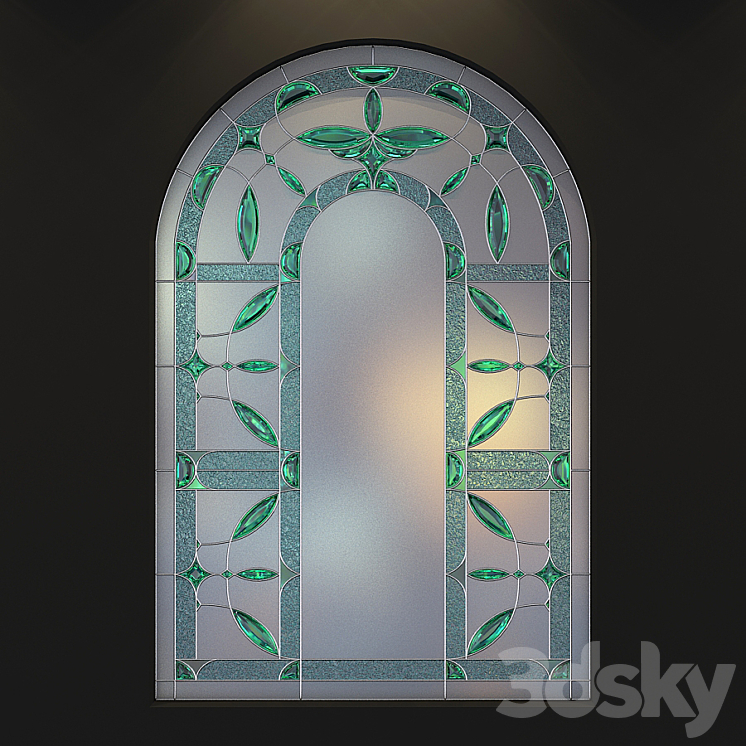 Stained glass for windows with arch 3D Model