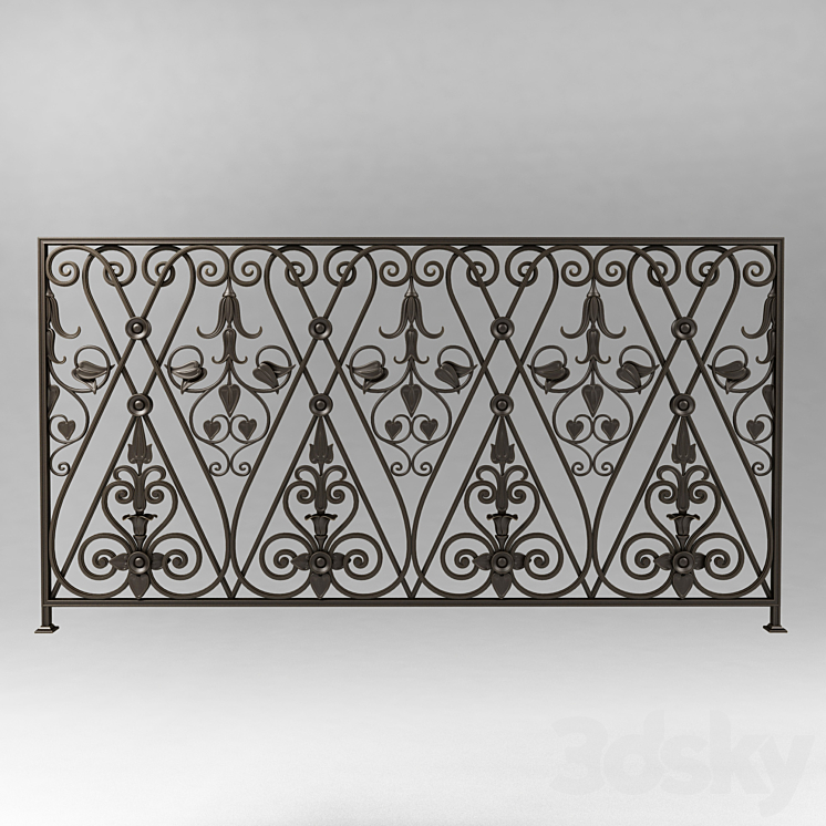 Wrought iron railing 3839 3D Model