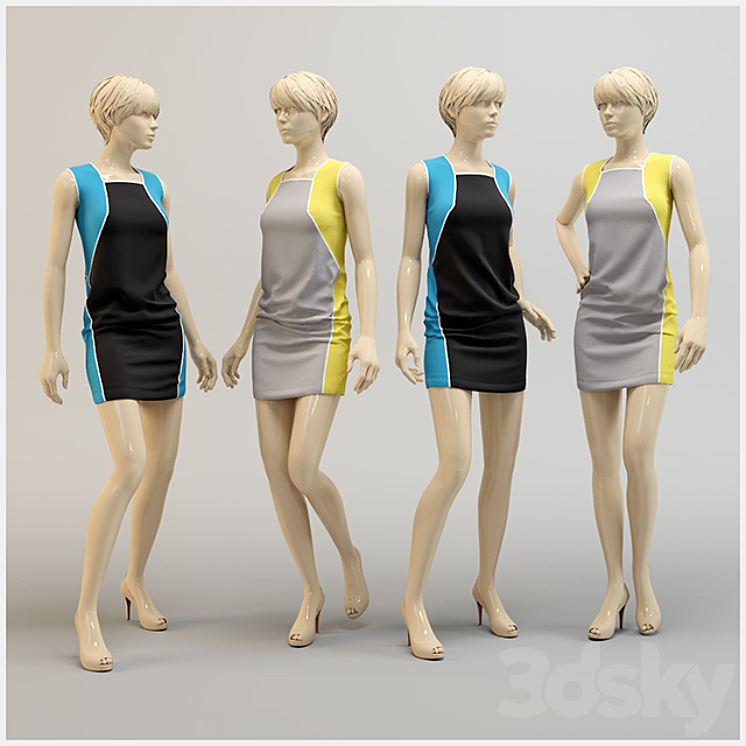 Modern knitted dress. 3DS Max - thumbnail 1