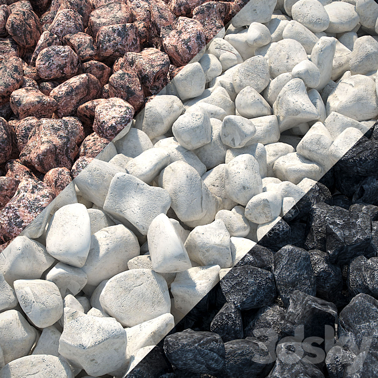 Gravel Red Granite Limestone Basalt 3DS Max - thumbnail 1