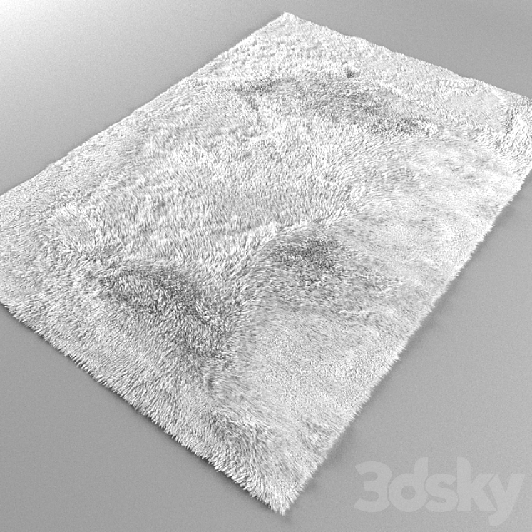 White_Fluffy_Rug Carpets 3D model