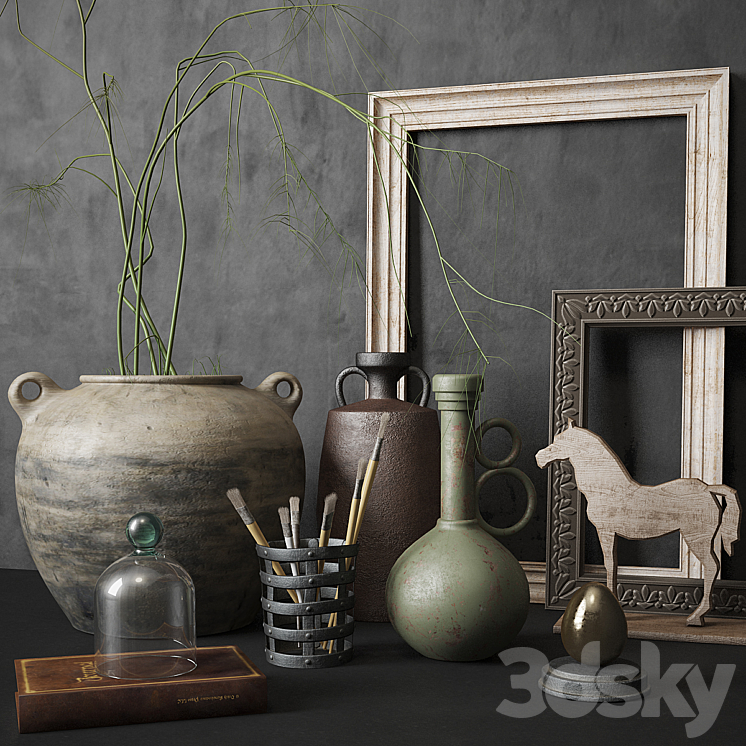 Decorative set with vases 3DS Max - thumbnail 1