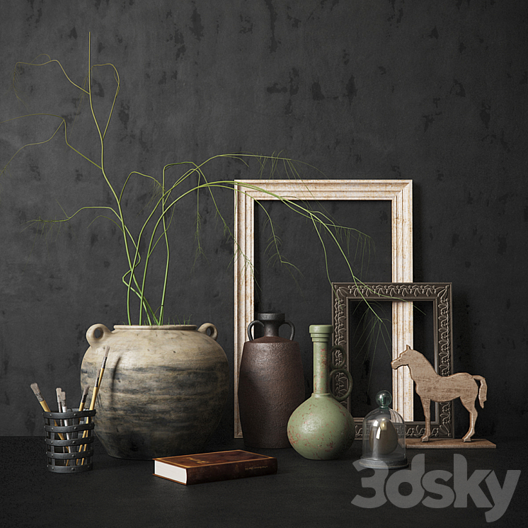 Decorative set with vases 3DS Max - thumbnail 2