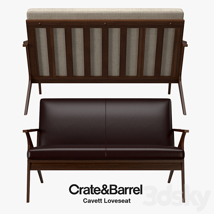 Crate and Barrel – Cavett Loveseat 3DS Max - thumbnail 2