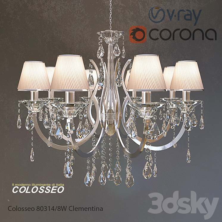 Chandelier Colosseo80314-8W Clementina Chrome 3DS Max - thumbnail 1