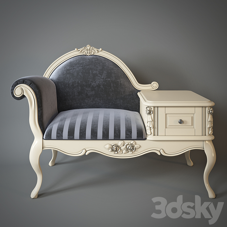 Armchair with telephone table Milano. 8802 3DS Max - thumbnail 1