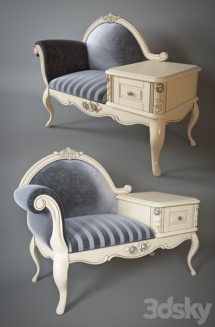 Armchair with telephone table Milano. 8802 3DS Max - thumbnail 2