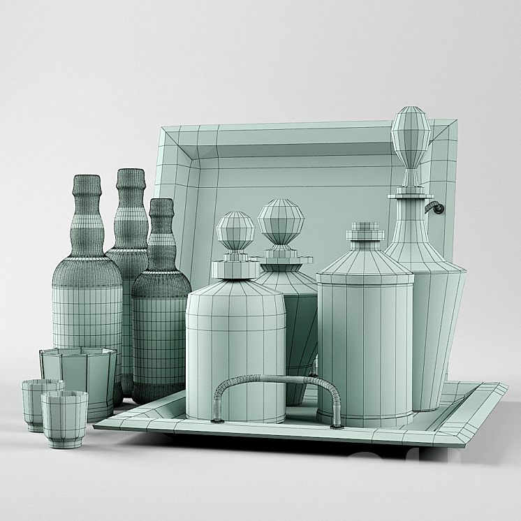 Set of bottles 3D Model