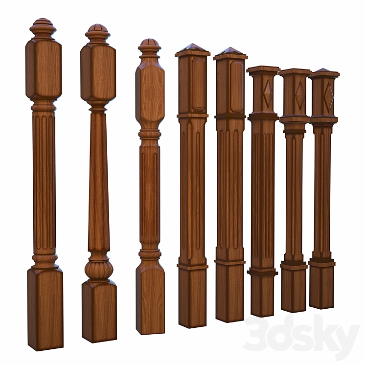 8 posts and balusters 8 3D Model