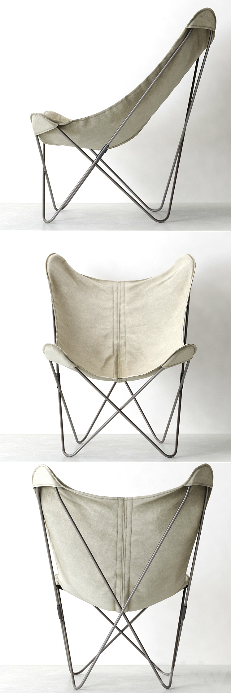 RH \/ TYE STONEWASHED CANVAS BUTTERFLY CHAIR 3DS Max - thumbnail 2