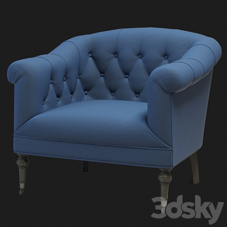 Eichholtz Bentley Chair Blue 3DS Max - thumbnail 1