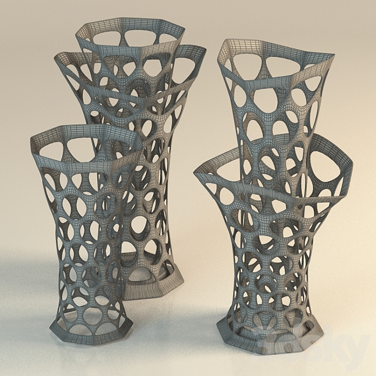 decorative vase in the holes 3DS Max - thumbnail 2