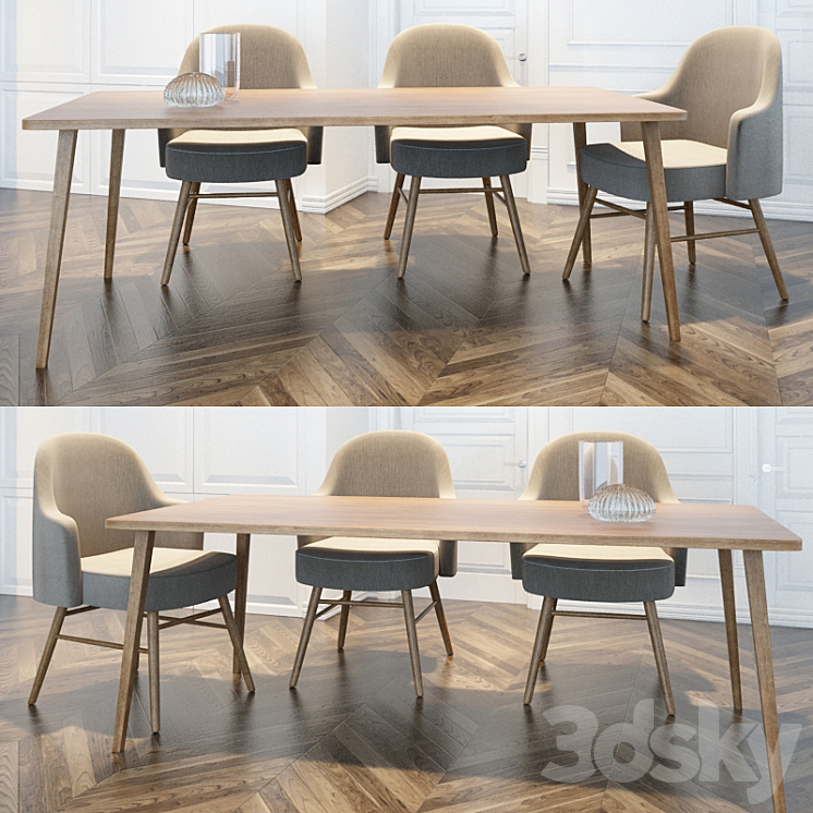 dining table and chairs 02 3DS Max - thumbnail 1