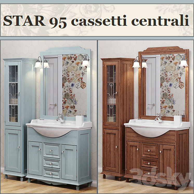 Bathroom furniture STAR 95 cassetti centrali 3DS Max - thumbnail 1