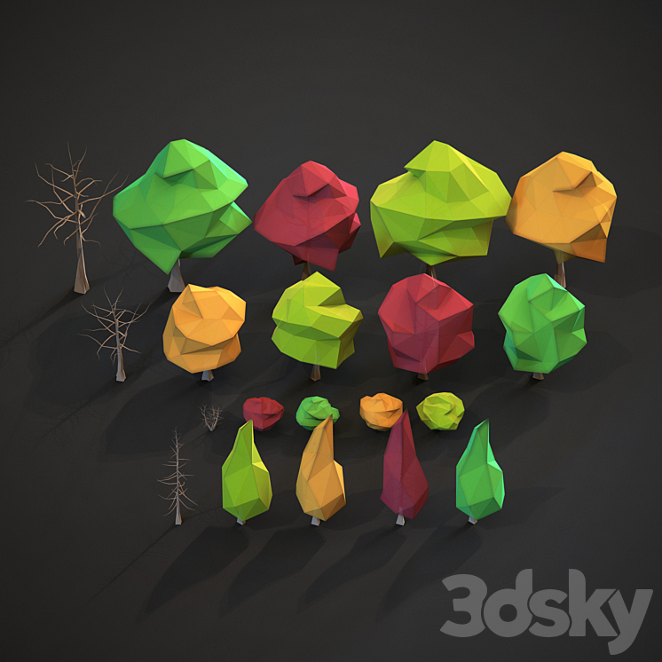 Low Poly Trees 3D Model