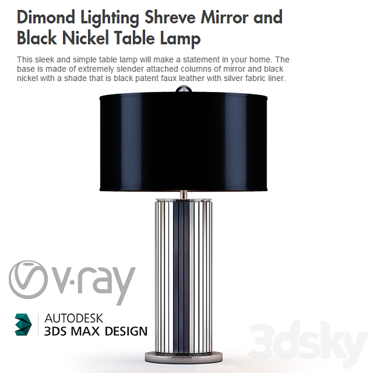 Dimond Lighting Shreve Mirror and Black Nickel Table Lamp 3DS Max - thumbnail 1