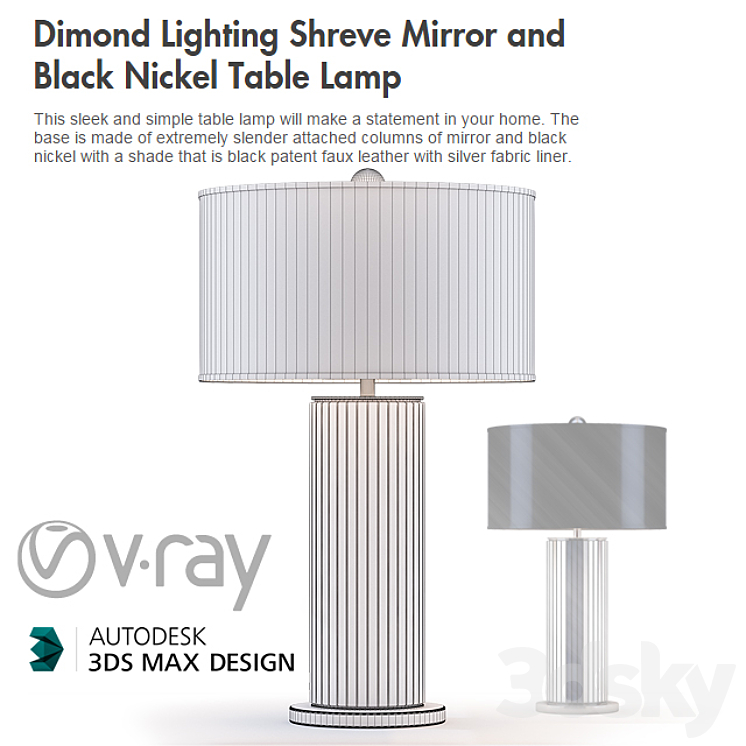 Dimond Lighting Shreve Mirror and Black Nickel Table Lamp 3DS Max - thumbnail 2