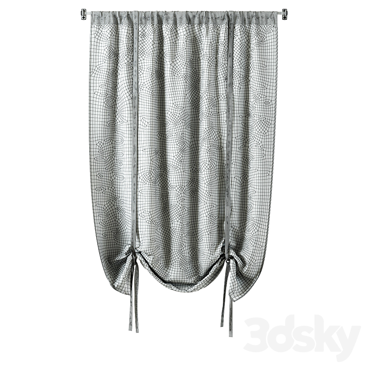 RH \/ SHEER LINEN-COTTON TIE-UP SHADE 3D Model