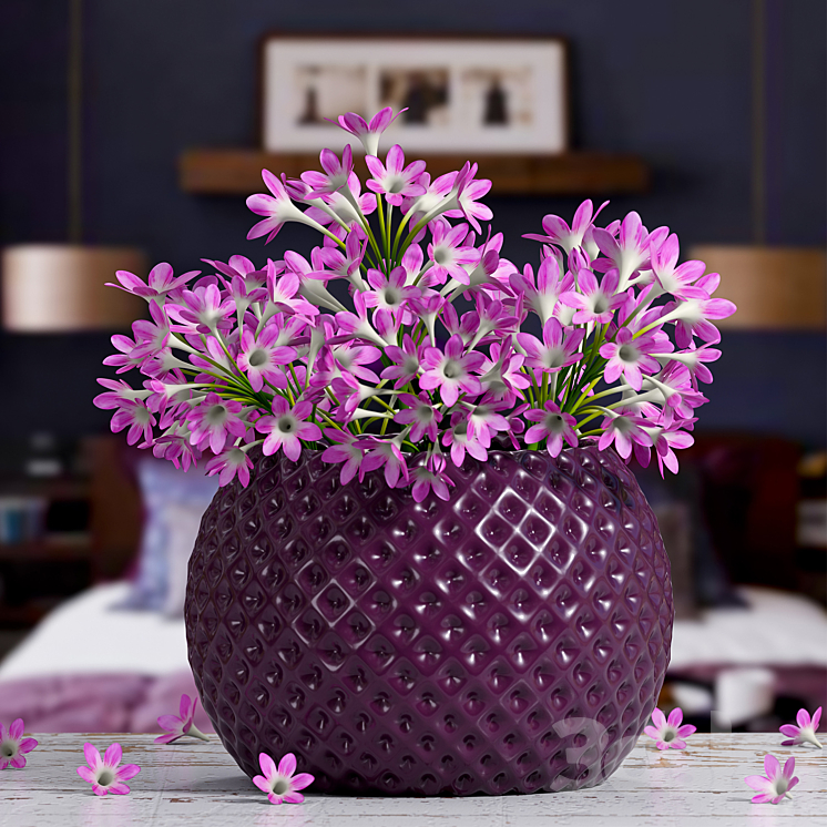 Pink flower vase 3DS Max - thumbnail 2