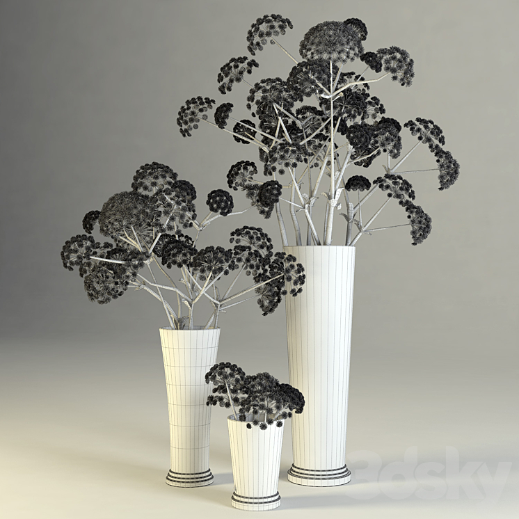 Three floral compositions of different heights 3DS Max - thumbnail 2
