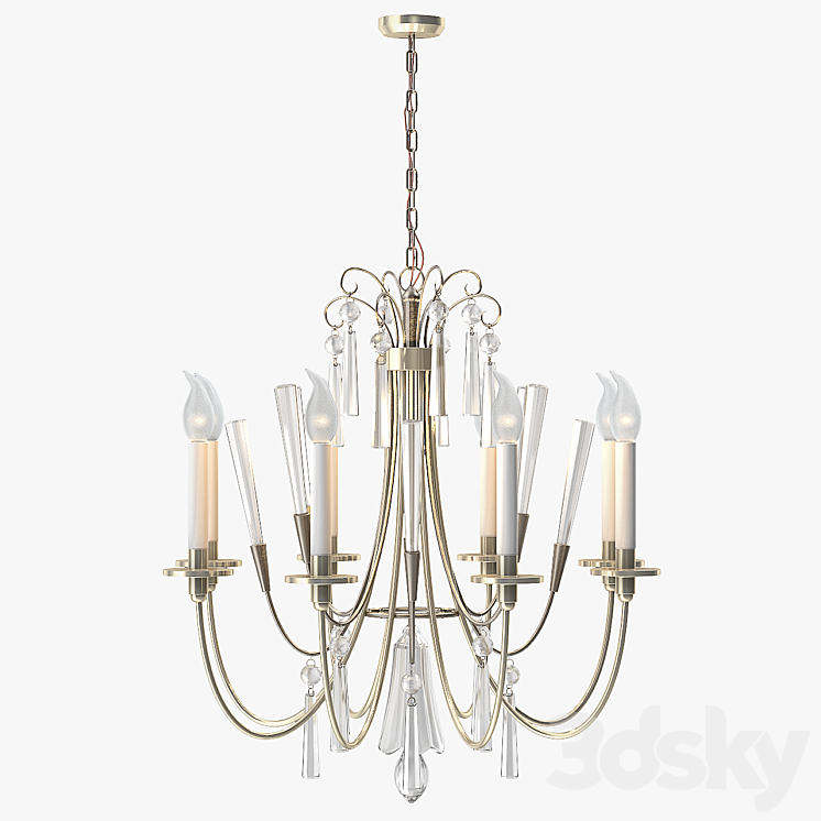 1stdibs Elegant Chandelier with Crystals by Lightolier 3D Model