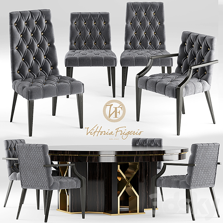 Table and chairs Vittoria Frigerio 3DS Max - thumbnail 1