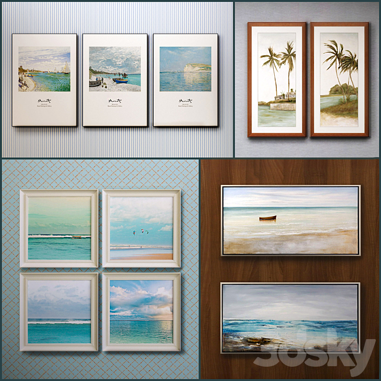 The picture in the frame: 11 Pieces (Collection 35) Sea theme 3DS Max - thumbnail 1