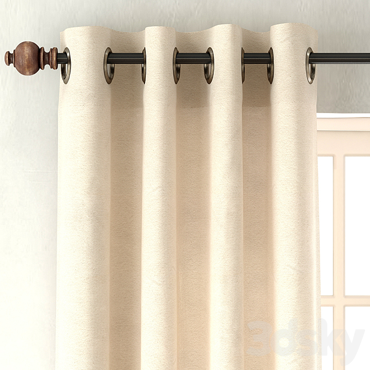 RH \/ VINTAGE CANVAS STRIPE DRAPERY PANEL 3D Model