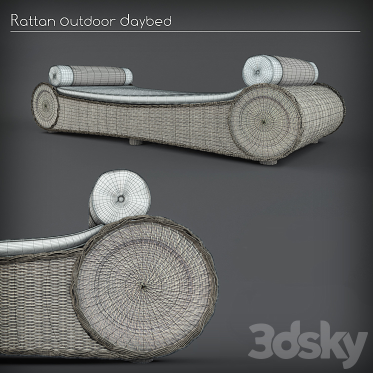 RATTAN OUTDOOR DAYBED 3DS Max - thumbnail 2