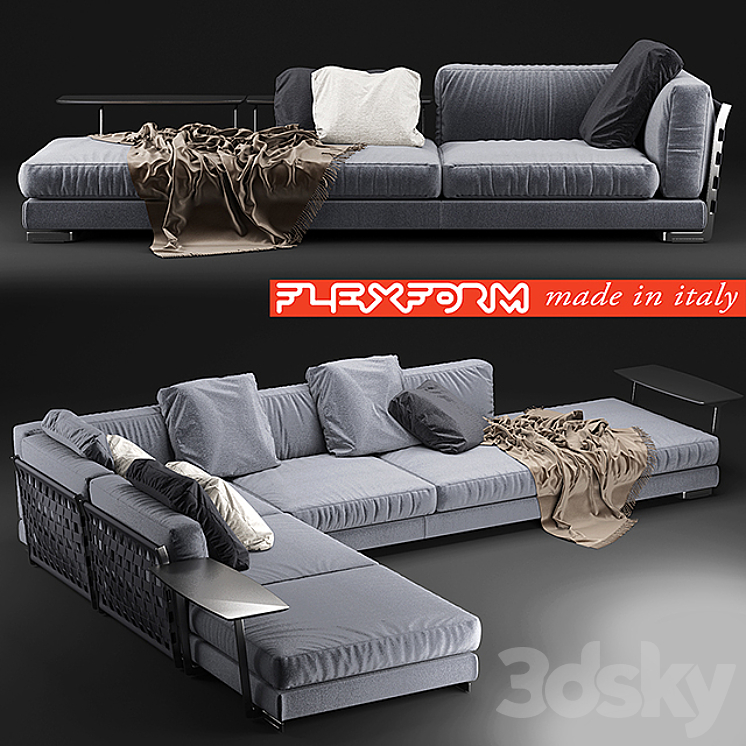 09 Cestone sofa Flexform 3DS Max - thumbnail 1